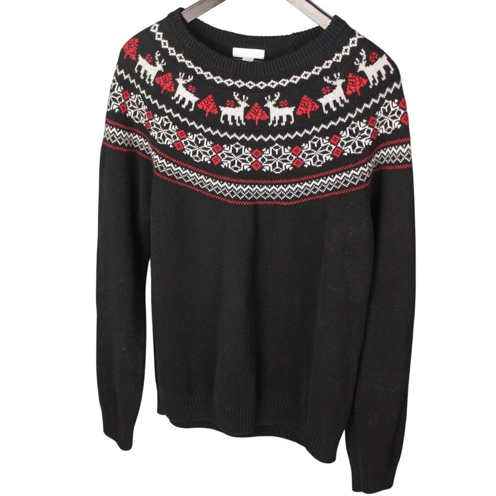 Charter Club Cotton Winter Reindeer‎ Winter Ski Christmas Holiday Sweater Mens L